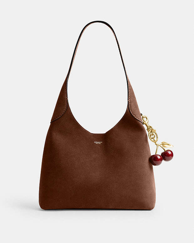 Brooklyn Shoulder Bag 28 Suede-Brass-Warm Brown Suede-Brass-Warm Brown