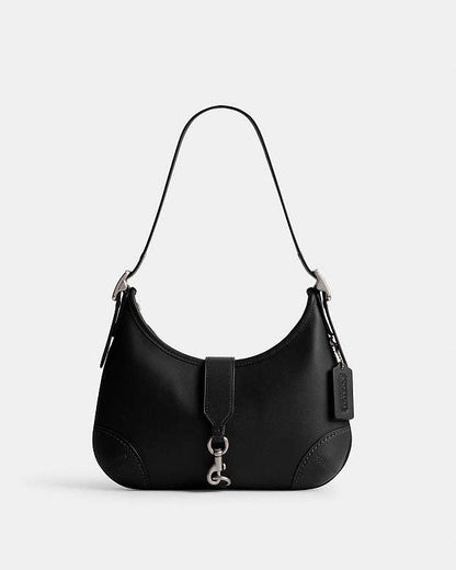 Hamptons Hobo Bag Glovetan Leather-Silver-Black Glovetan Leather-Silver-Black