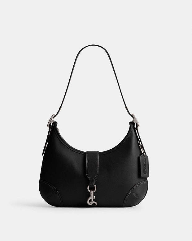 Hamptons Hobo Bag Glovetan Leather-Silver-Black Glovetan Leather-Silver-Black