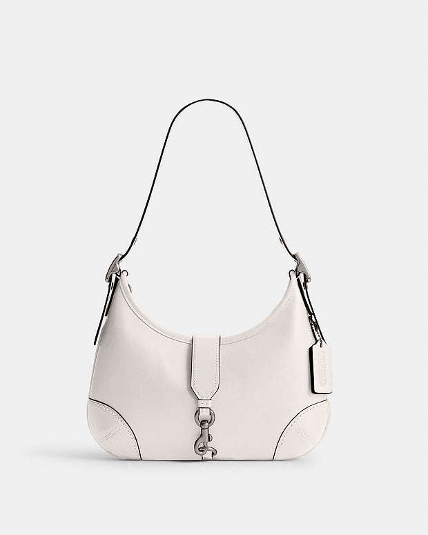 Hamptons Hobo Bag Glovetan Leather-Silver-Chalk Glovetan Leather-Silver-Chalk