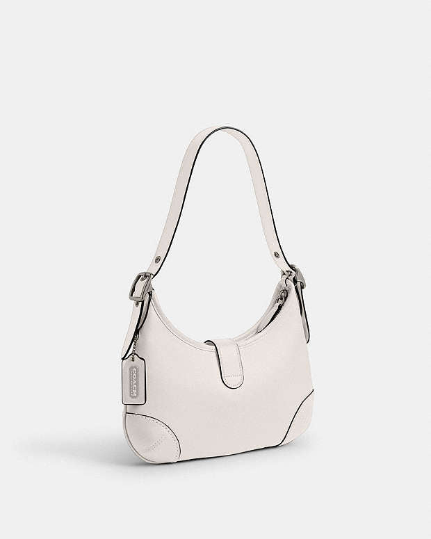 Hamptons Hobo Bag Glovetan Leather-Silver-Chalk Glovetan Leather-Silver-Chalk