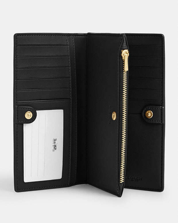 Slim Zip Wallet In Signature Canvas Signature Canvas-Gold-Walnut-Black Signature Canvas-Gold-Walnut-Black