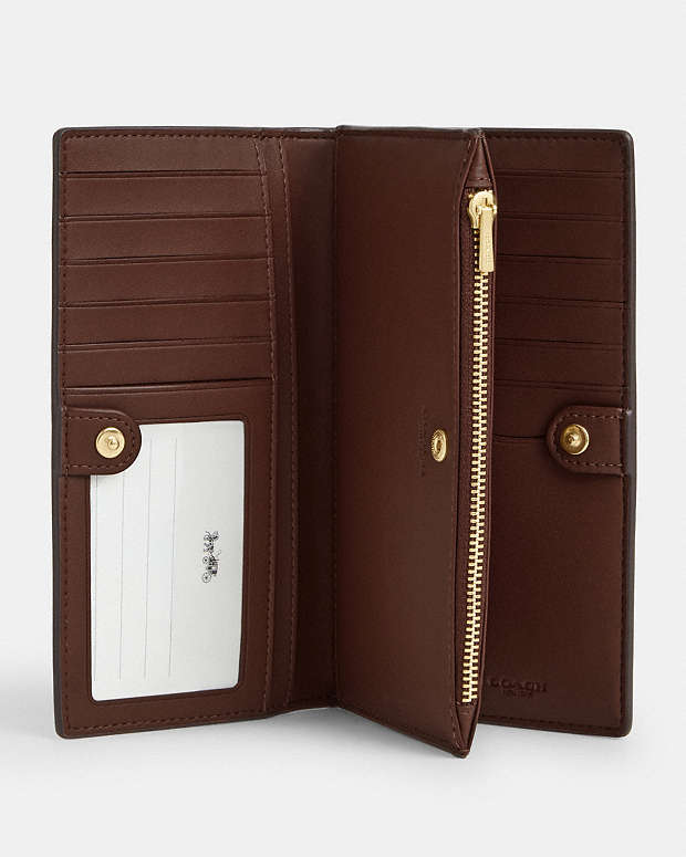 Slim Zip Wallet In Signature Canvas Signature Canvas-Gold-Tan-Brown Signature Canvas-Gold-Tan-Brown