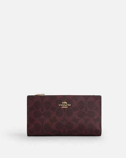 Slim Zip Wallet In Signature Canvas Signature Canvas-Im-Black Currant Signature Canvas-Im-Black Currant
