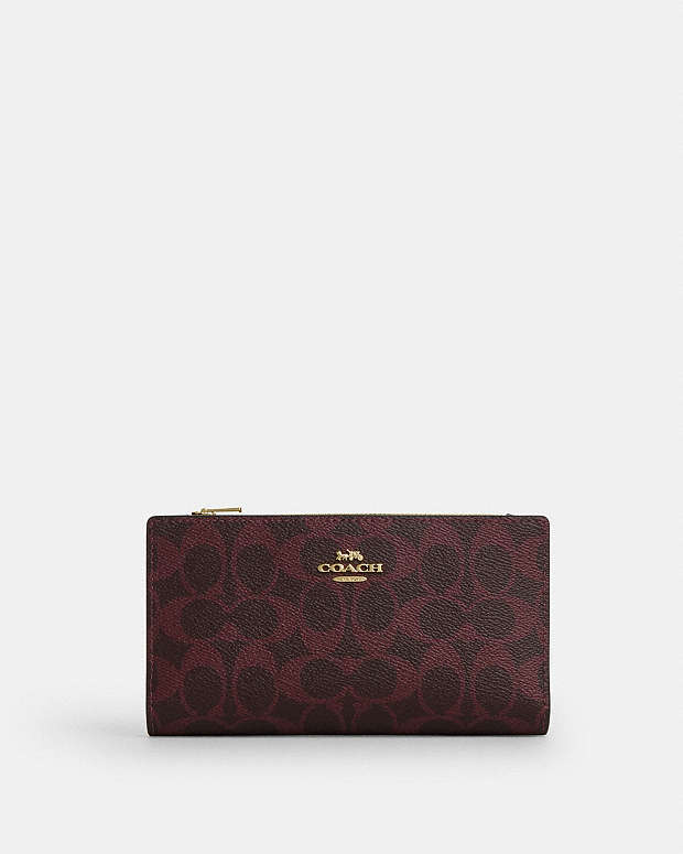 Slim Zip Wallet In Signature Canvas Signature Canvas-Im-Black Currant Signature Canvas-Im-Black Currant