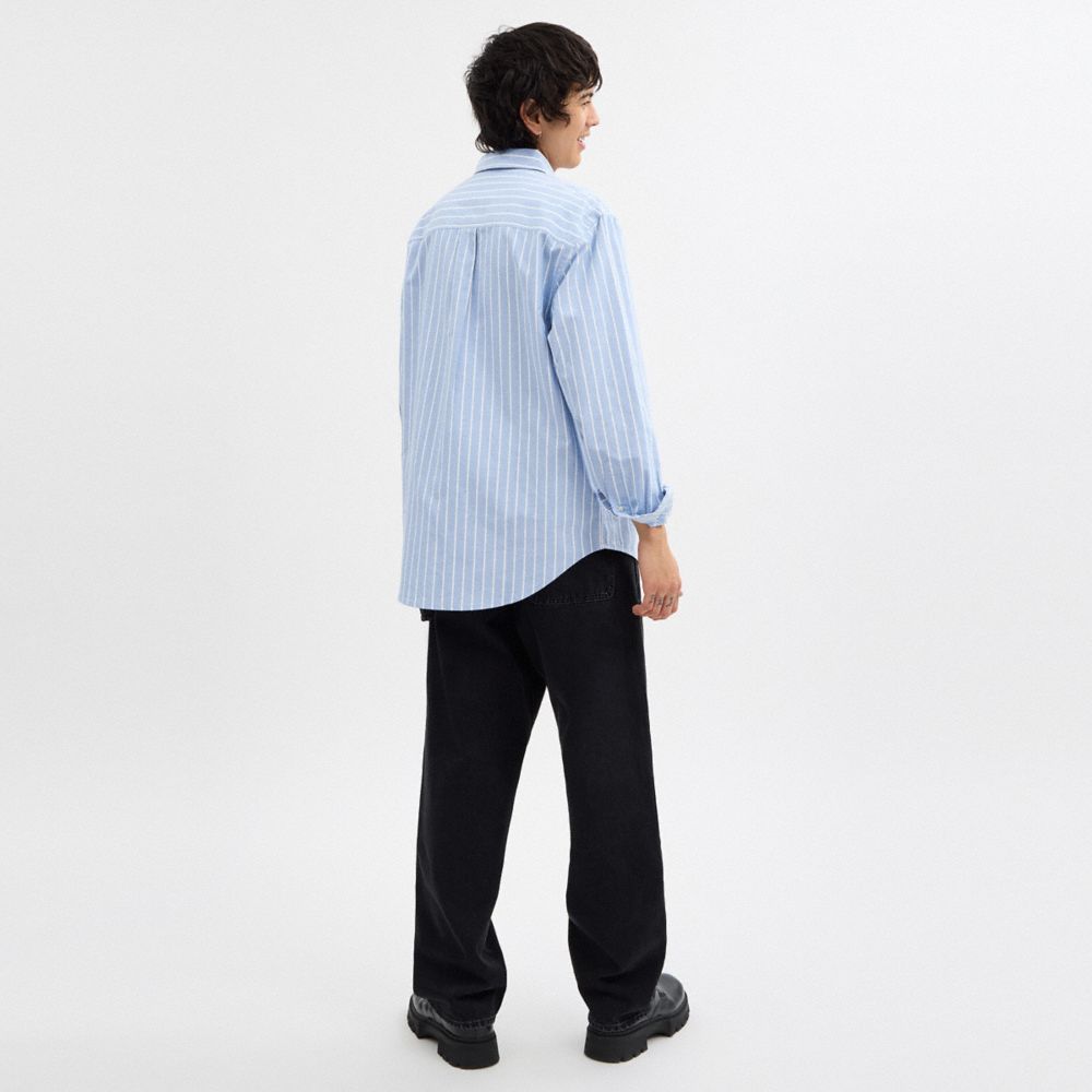 Coach Long Sleeve Button Down Shirt Blue Multi