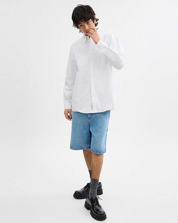 Long Sleeve Button Down Shirt White White