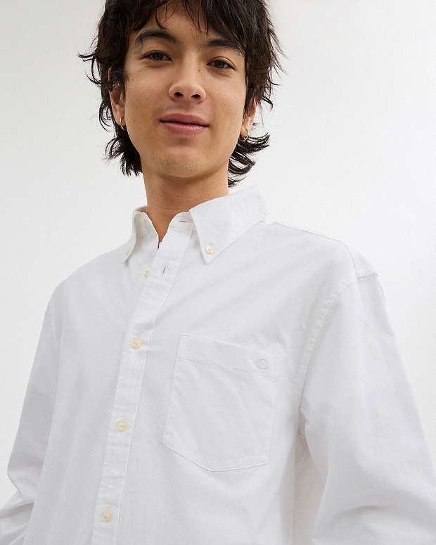 Long Sleeve Button Down Shirt White White
