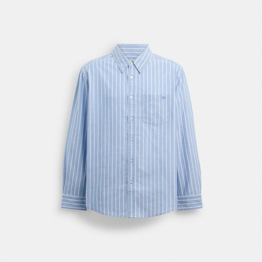 Coach Long Sleeve Button Down Shirt Winter Blue