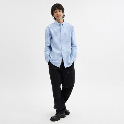 Coach Long Sleeve Button Down Shirt Winter Blue