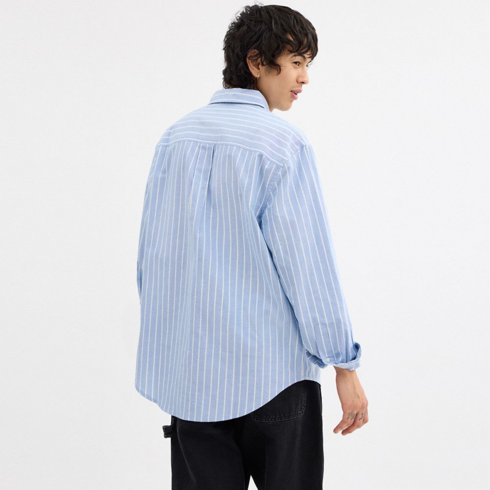 Coach Long Sleeve Button Down Shirt Winter Blue