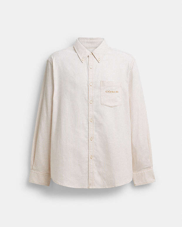 Long Sleeve Button Down Shirt Neutral Stripe Neutral Stripe
