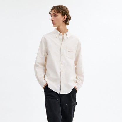 Coach Long Sleeve Button Down Shirt Neutral Stripe