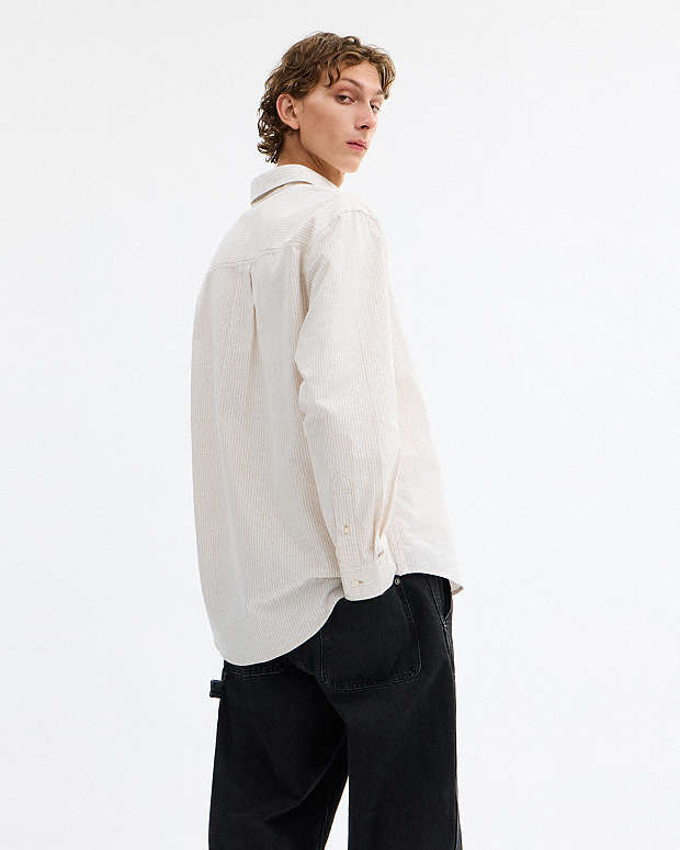 Long Sleeve Button Down Shirt Neutral Stripe Neutral Stripe