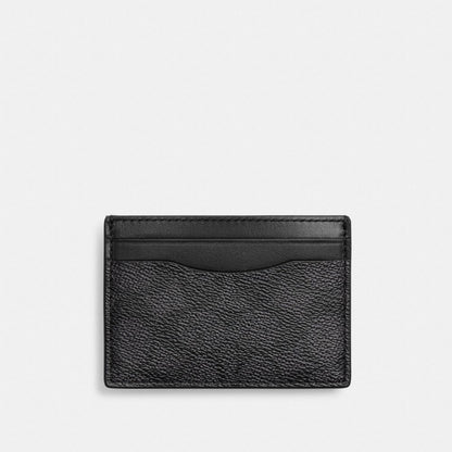 Coach Money Clip Card Case In Signature Canvas Charcoal