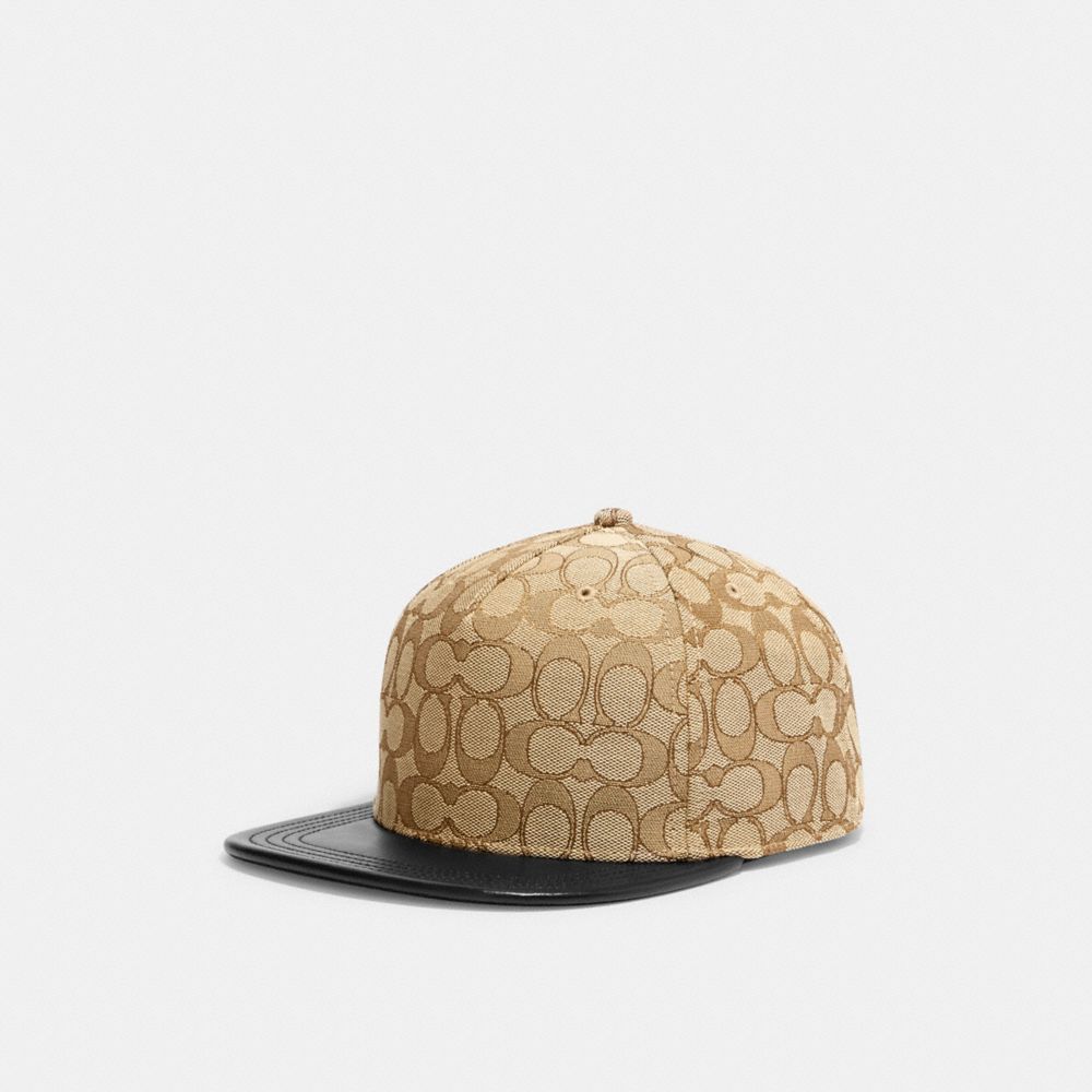 Signature Jacquard Flat Brim Hat Khaki-Black Khaki-Black