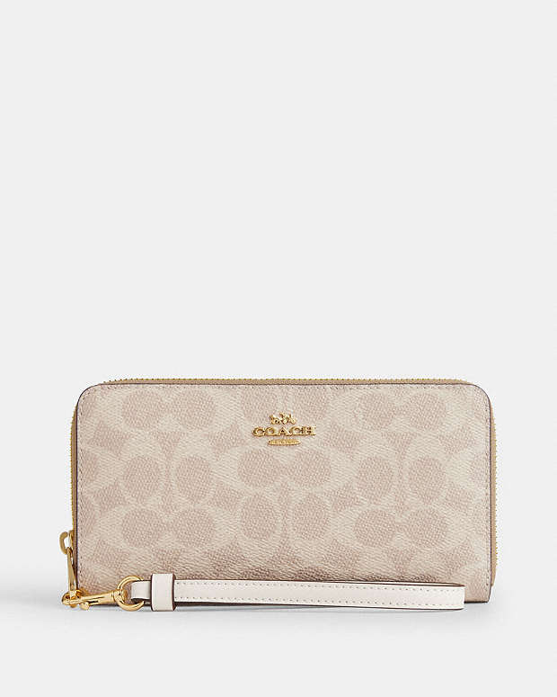 Long Zip Around Wallet In Signature Canvas Signature Canvas-Gold-Sand-Chalk Signature Canvas-Gold-Sand-Chalk