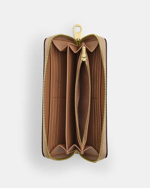 Long Zip Around Wallet In Signature Canvas Signature Canvas-Gold-Sand-Chalk Signature Canvas-Gold-Sand-Chalk