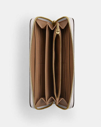 Long Zip Around Wallet In Signature Canvas Signature Canvas-Gold-White-Chalk Signature Canvas-Gold-White-Chalk