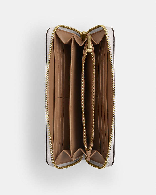 Long Zip Around Wallet In Signature Canvas Signature Canvas-Gold-White-Chalk Signature Canvas-Gold-White-Chalk