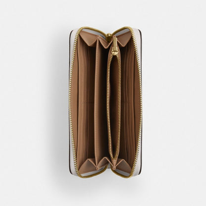 Coach Long Zip Around Wallet In Signature Canvas Gold/White/Chalk