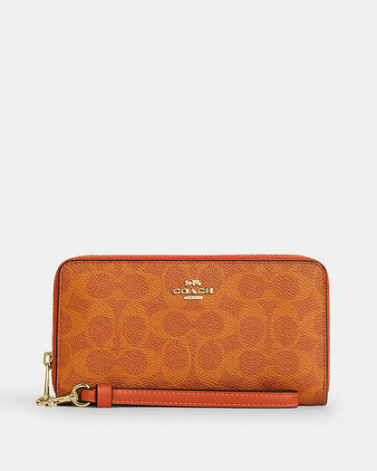Long Zip Around Wallet In Signature Canvas Signature Canvas-Im-Bright Canyon Signature Canvas-Im-Bright Canyon