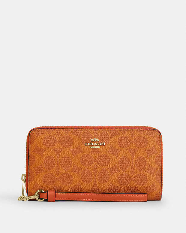 Long Zip Around Wallet In Signature Canvas Signature Canvas-Im-Bright Canyon Signature Canvas-Im-Bright Canyon