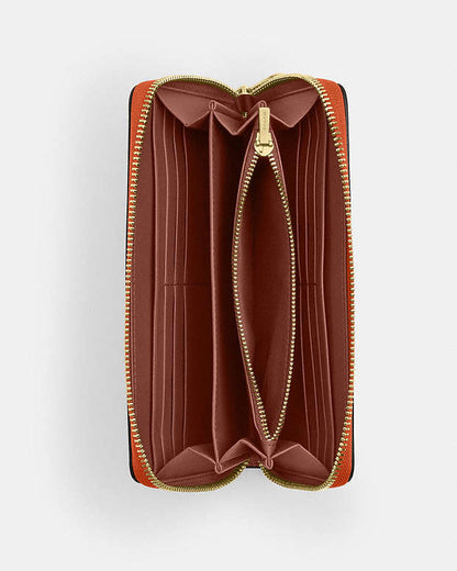 Long Zip Around Wallet In Signature Canvas Signature Canvas-Im-Bright Canyon Signature Canvas-Im-Bright Canyon