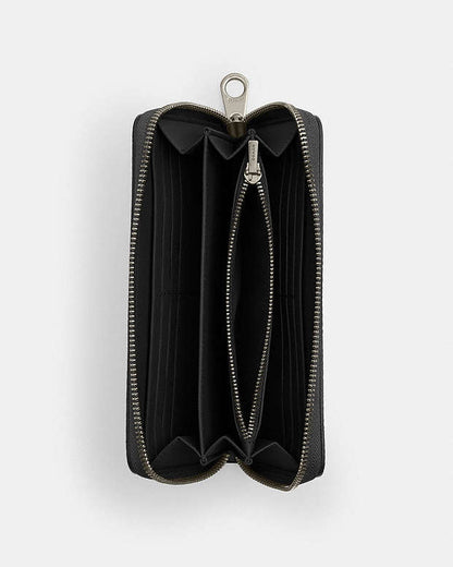 Long Zip Around Wallet In Signature Canvas Signature Canvas-Gunmetal-Charcoal-Black Signature Canvas-Gunmetal-Charcoal-Black