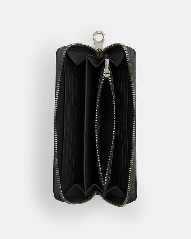 Long Zip Around Wallet In Signature Canvas Signature Canvas-Gunmetal-Charcoal-Black Signature Canvas-Gunmetal-Charcoal-Black
