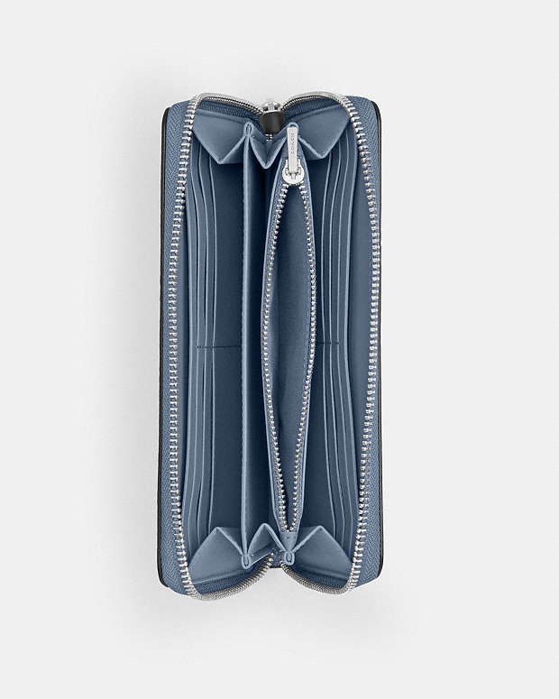 Long Zip Around Wallet In Signature Canvas Signature Canvas-Silver-Chambray Signature Canvas-Silver-Chambray