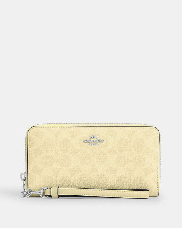 Long Zip Around Wallet In Signature Canvas Signature Canvas-Silver-Hay Signature Canvas-Silver-Hay