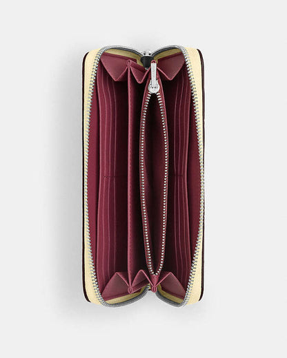 Long Zip Around Wallet In Signature Canvas Signature Canvas-Silver-Hay Signature Canvas-Silver-Hay