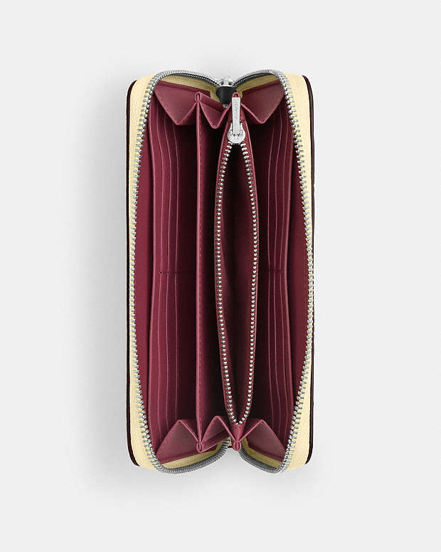 Long Zip Around Wallet In Signature Canvas Signature Canvas-Silver-Hay Signature Canvas-Silver-Hay