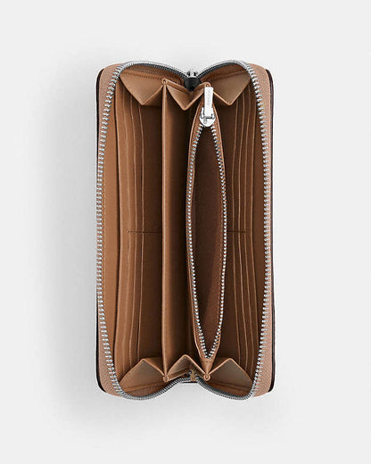 Long Zip Around Wallet In Signature Canvas Signature Canvas-Silver-Sand-Taupe Signature Canvas-Silver-Sand-Taupe