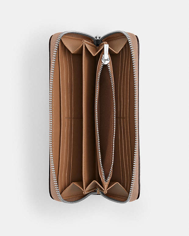 Long Zip Around Wallet In Signature Canvas Signature Canvas-Silver-Sand-Taupe Signature Canvas-Silver-Sand-Taupe