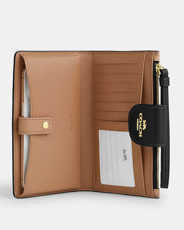 Phone Wallet In Signature Canvas Signature Canvas-Gold-Tan-Black Signature Canvas-Gold-Tan-Black