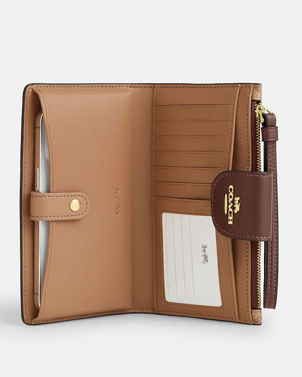 Phone Wallet In Signature Canvas Signature Canvas-Gold-Tan-Brown Signature Canvas-Gold-Tan-Brown