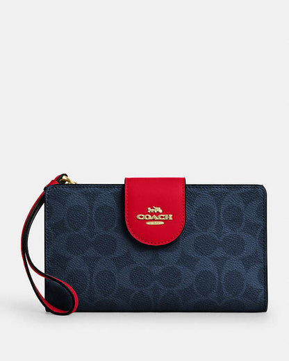 Phone Wallet In Signature Canvas Signature Canvas-Im-Denim-Bold Red Signature Canvas-Im-Denim-Bold Red