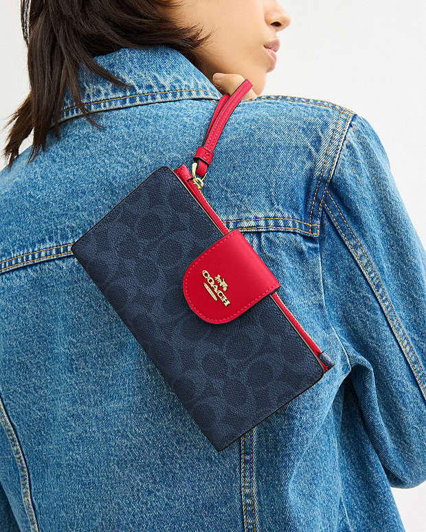 Phone Wallet In Signature Canvas Signature Canvas-Im-Denim-Bold Red Signature Canvas-Im-Denim-Bold Red