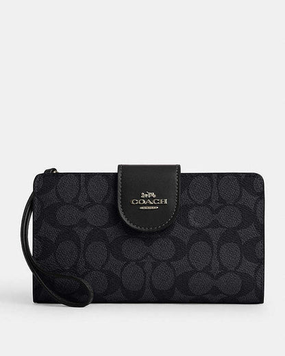 Phone Wallet In Signature Canvas Signature Canvas-Gunmetal-Charcoal-Black Signature Canvas-Gunmetal-Charcoal-Black