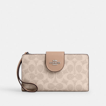 Coach Phone Wallet In Signature Canvas Silver