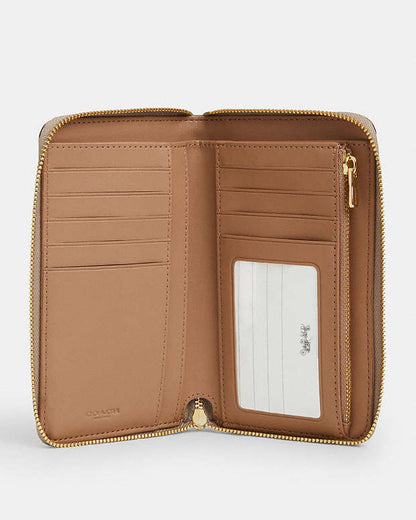 Medium Id Zip Wallet In Signature Canvas Signature Canvas-Gold-Sand-Chalk Signature Canvas-Gold-Sand-Chalk