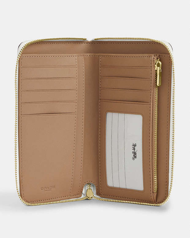 Medium Id Zip Wallet In Signature Canvas Signature Canvas-Gold-White-Chalk Signature Canvas-Gold-White-Chalk