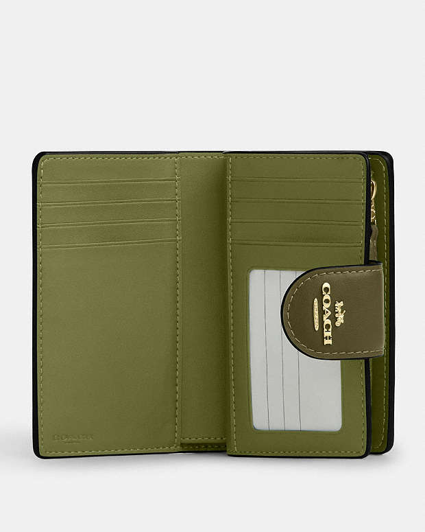 Medium Corner Zip Wallet In Signature Canvas Signature Canvas-Gold-Olive Signature Canvas-Gold-Olive
