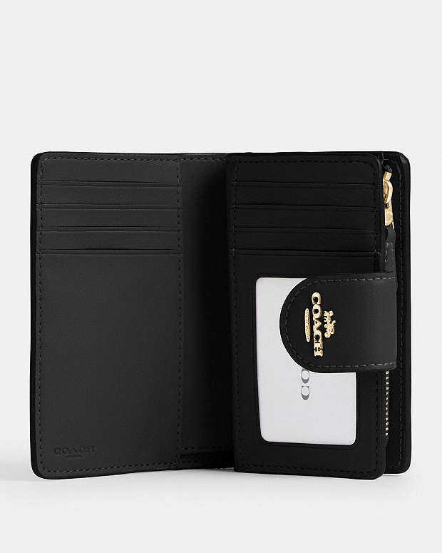 Medium Corner Zip Wallet In Signature Canvas Signature Canvas-Gold-Tan-Black Signature Canvas-Gold-Tan-Black