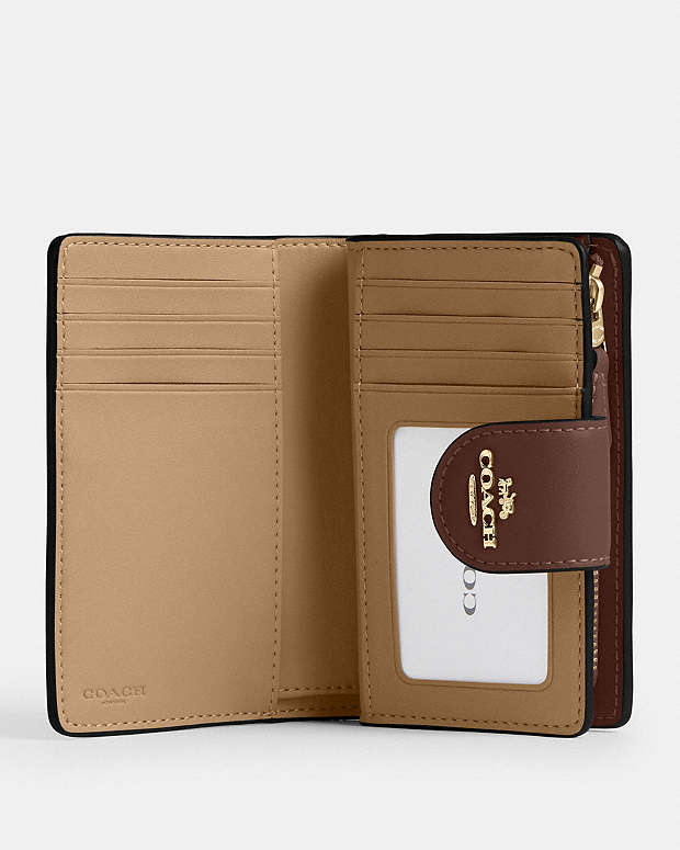 Medium Corner Zip Wallet In Signature Canvas Signature Canvas-Gold-Tan-Brown Signature Canvas-Gold-Tan-Brown