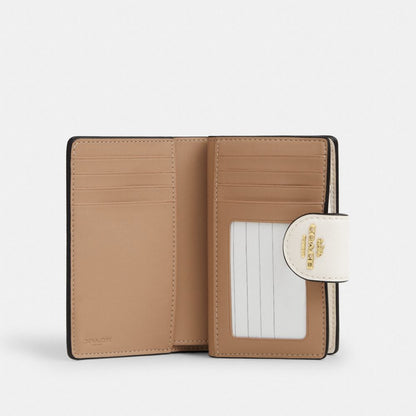Coach Medium Corner Zip Wallet In Signature Canvas Gold/White/Chalk