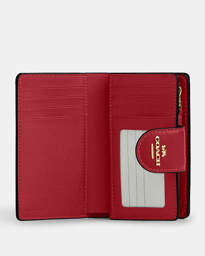 Medium Corner Zip Wallet In Signature Canvas Signature Canvas-Im-Walnut-True Red Signature Canvas-Im-Walnut-True Red