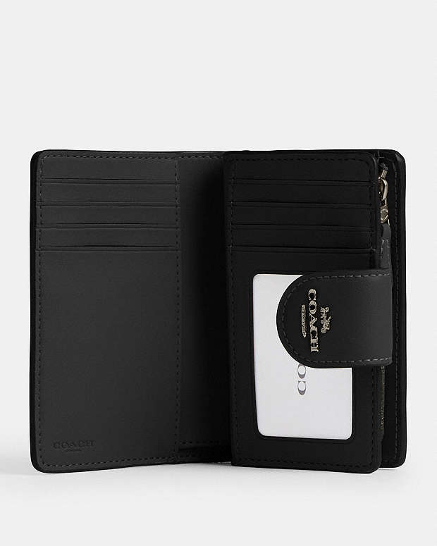 Medium Corner Zip Wallet In Signature Canvas Signature Canvas-Gunmetal-Charcoal-Black Signature Canvas-Gunmetal-Charcoal-Black